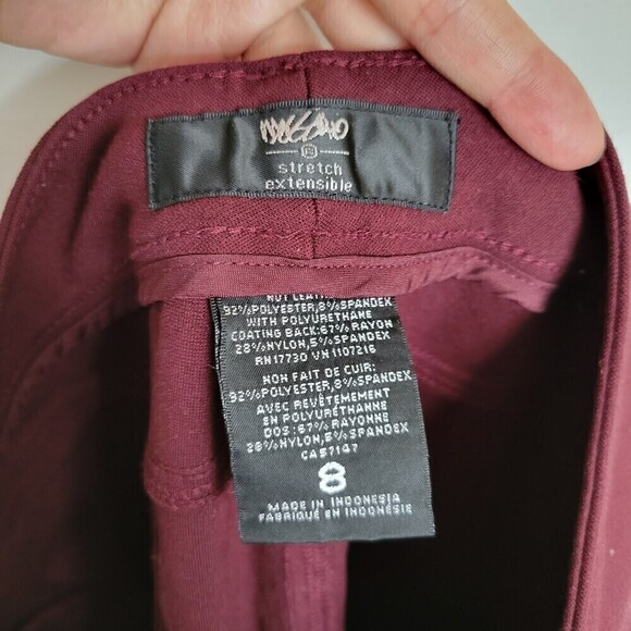 Mossimo Cabernet Red Wine Maroon Faux Leather Stretch Extensible Legging Pants 8 - Picture 10 of 13